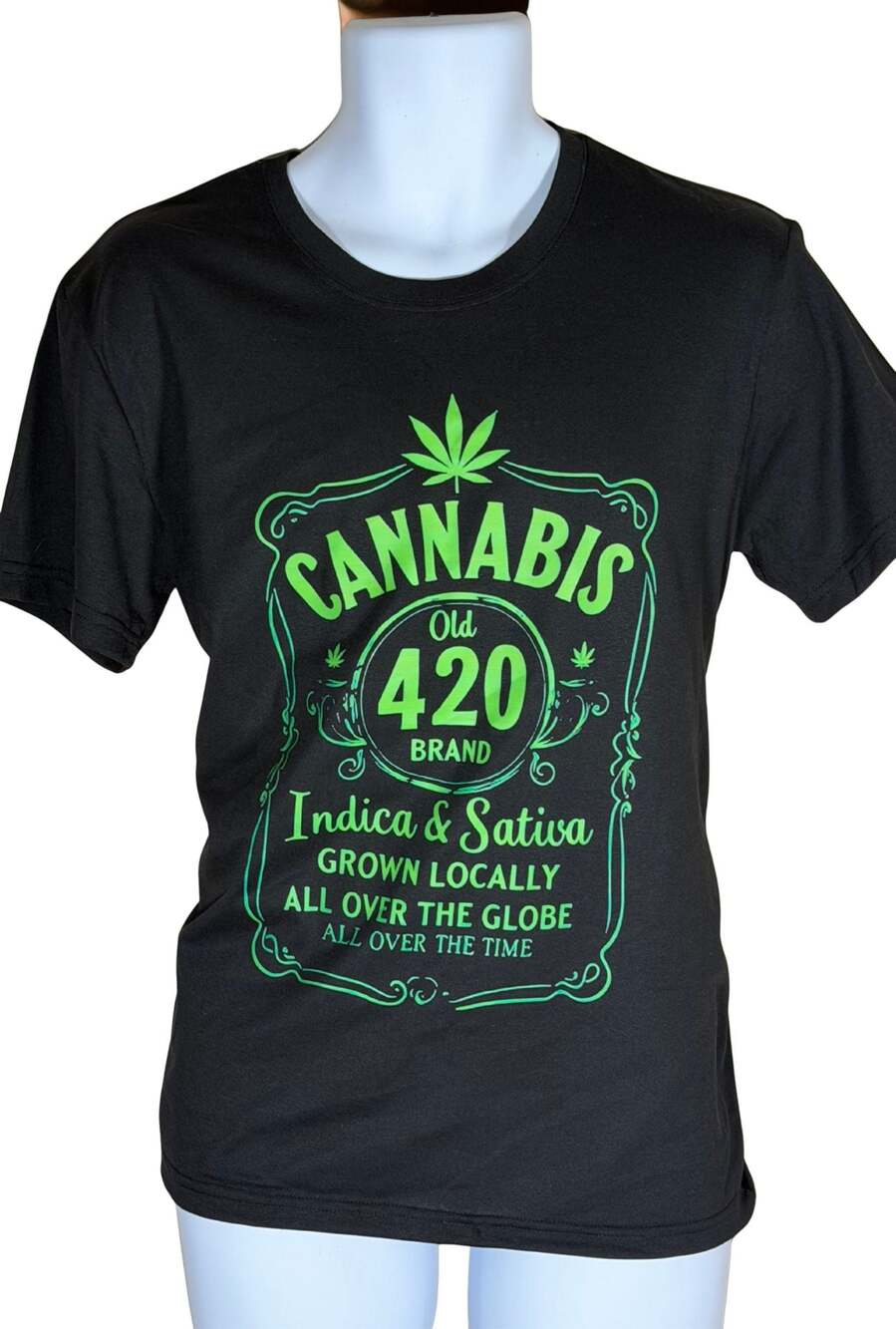 Cannabis Old 420 Brand Indica & Sativa Black T, New - Picture 1 of 5